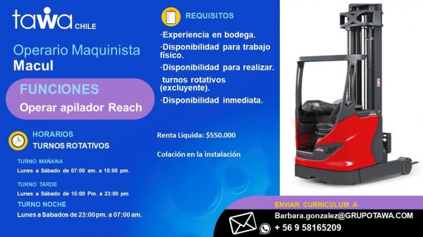 URGENTE APILADOR REACH - MACUL