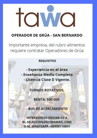 OPERADOR DE GRÚA / SAN BERNARDO 