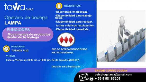 OPERARIOS DE BODEGA - LAMPA