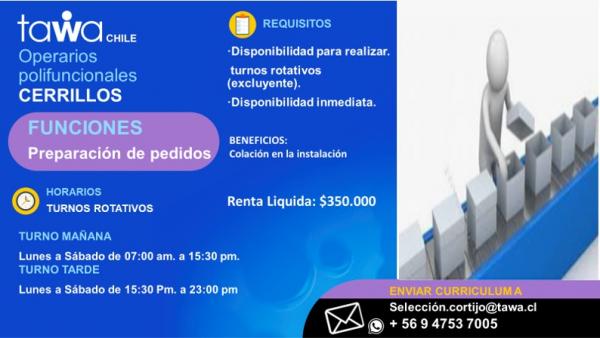 OPERARIOS DE BODEGA - CERRILLOS