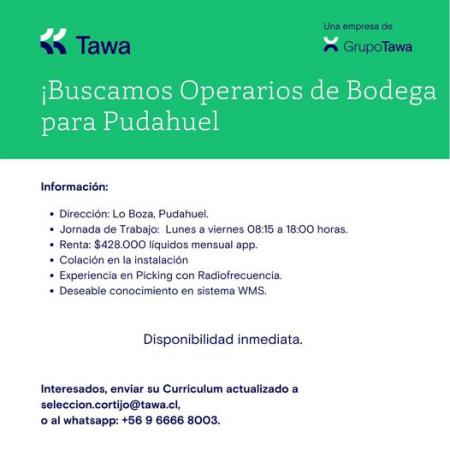 OPERARIO DE BODEGA - PUDAHUEL