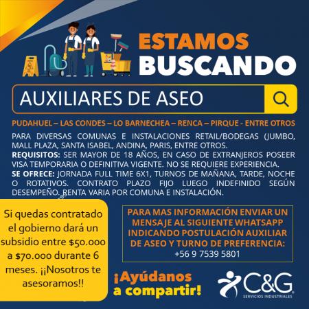 AUXIALIRES DE ASEO DISTINTAS COMUNAS