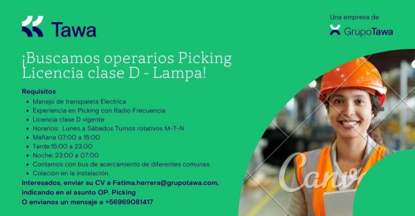 OPERARIOS PICKING CON LINCENCIA D