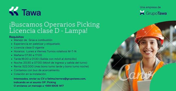 OPERARIOS PICKING CON LINCENCIA D