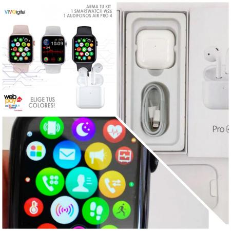 KIT SMARTWATCH W26 + AUDIFONOS AIR PRO 4