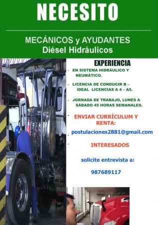 NECESITO MECÁNICOS Y AYUDANTES 