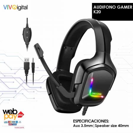 AUDÍFONOS GAMER ONIKUMA K20 DIADEMA 