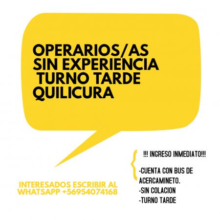 Operario/a 503000 Tarde Quilicura