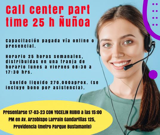 Call Center Part Time 25 H - 270.000