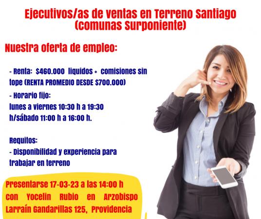 Vendedores En Terreno Sur Poniente