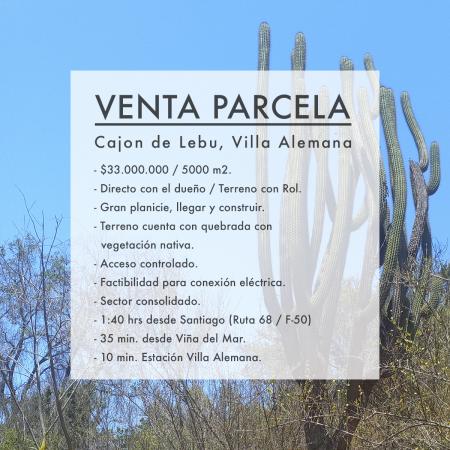 PARCELA D 163, 5000 M2, SECTOR CAJÓN DEL LEBU, VIL