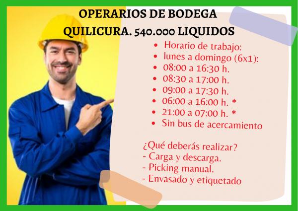 Operarios De Bodega – Quilicura