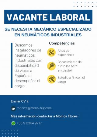MECÁNICO ESPECIALIZADO EN NEUMÁTICOS INDUSTRIALES