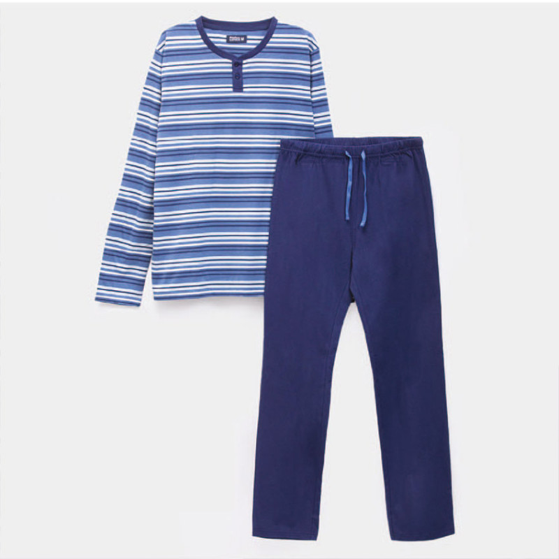 Pijama Largo Hombre Punto Azul - Zahr