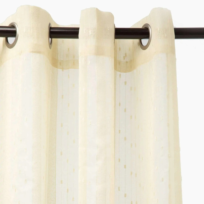 Juego 2 Cortinas Visillo Argos Crema Con Argollas - Zahr