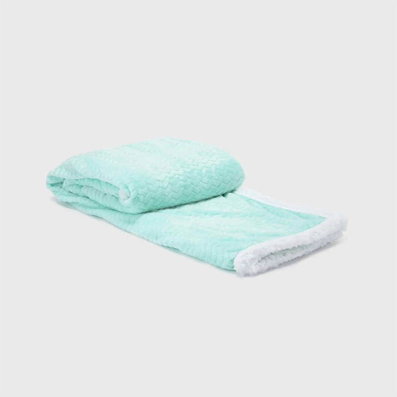 Manta Flannel Jacquard Sherpa Turquesa - Zahr