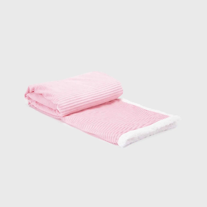 Manta Flannel Jacquard Sherpa Rosado - Zahr