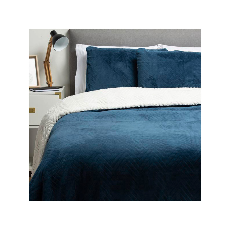 Cubrecama Flannel Sherpa Azul 2 Plazas - Zahr