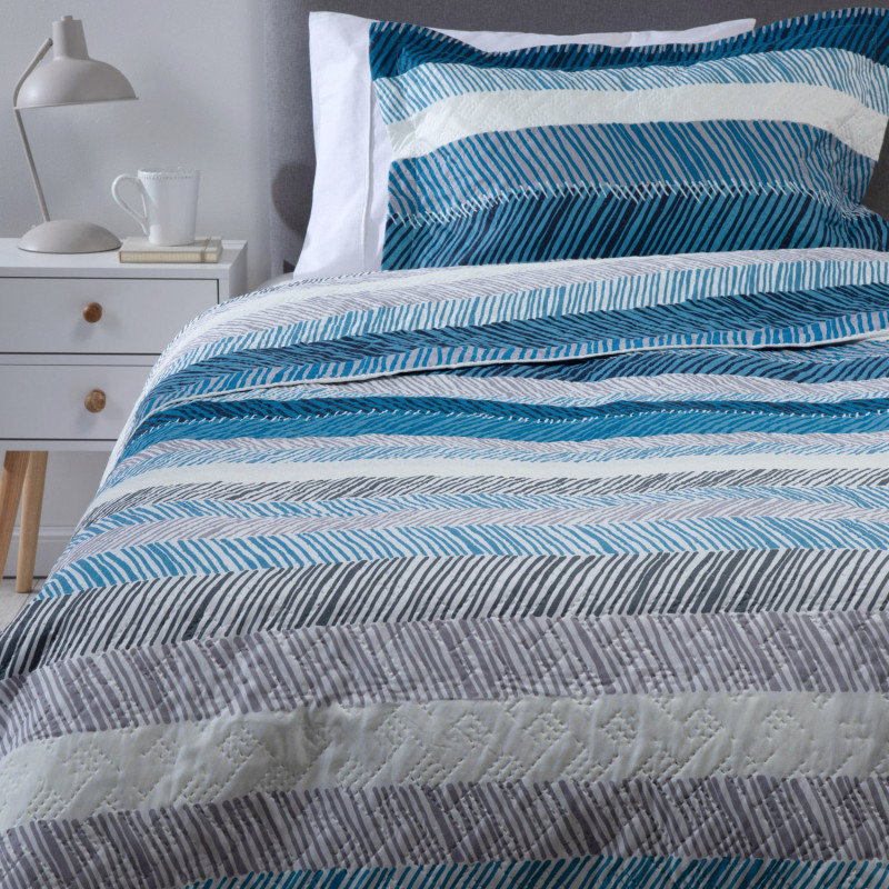 Cubrecama Estampado Ultracolor Azul 1,5 Plazas - Zahr