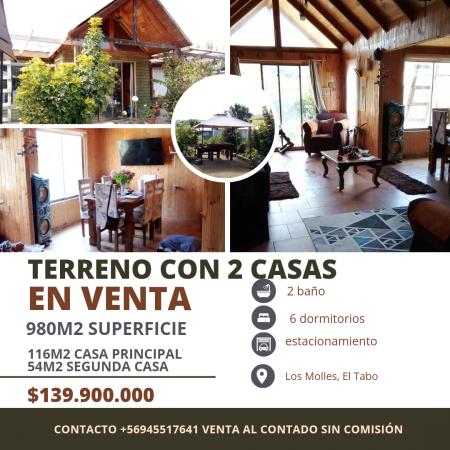 VENDO TERRENO Y DOS CASAS LOS MOLLES, EL TABO