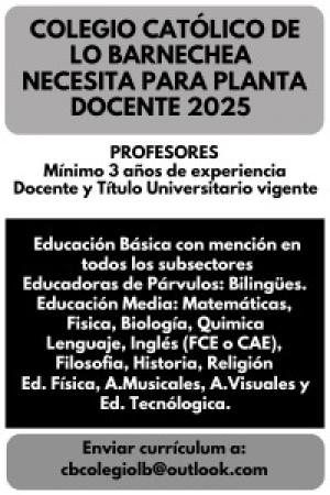 COLEGIO CATOLICO LO BARNECHEA NECESITA