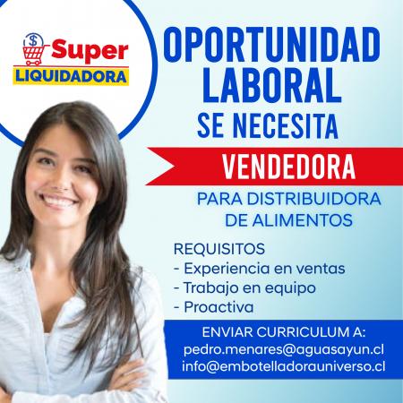 SE NECESITA VENDEDORA
