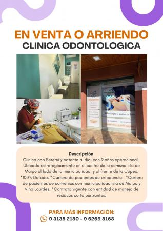 SE VENDE CLÍNICA ODONTOLOGICA ACREDITADA