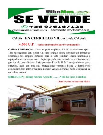 SE VENDE CASA UN PISO 4300 U.F.  STGO.