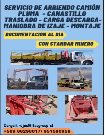ARRIENDO CAMION PLUMA ESTANDAR MINERO 