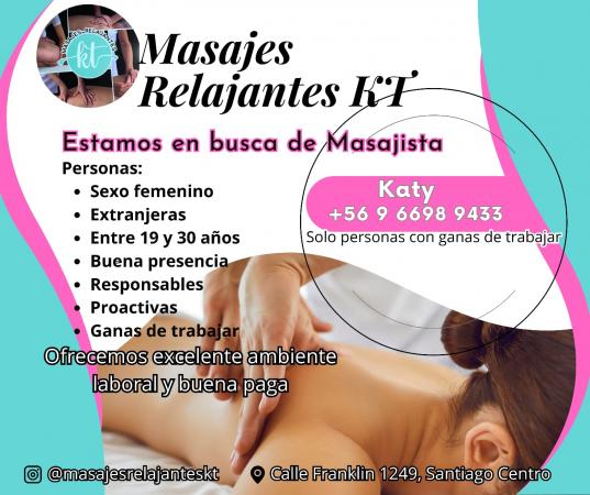 MASAJISTAS CON O SIN EXPERIENCIA 
