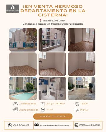 VENDO HERMOSO DEPARTAMENTO EN LA CISTERNA